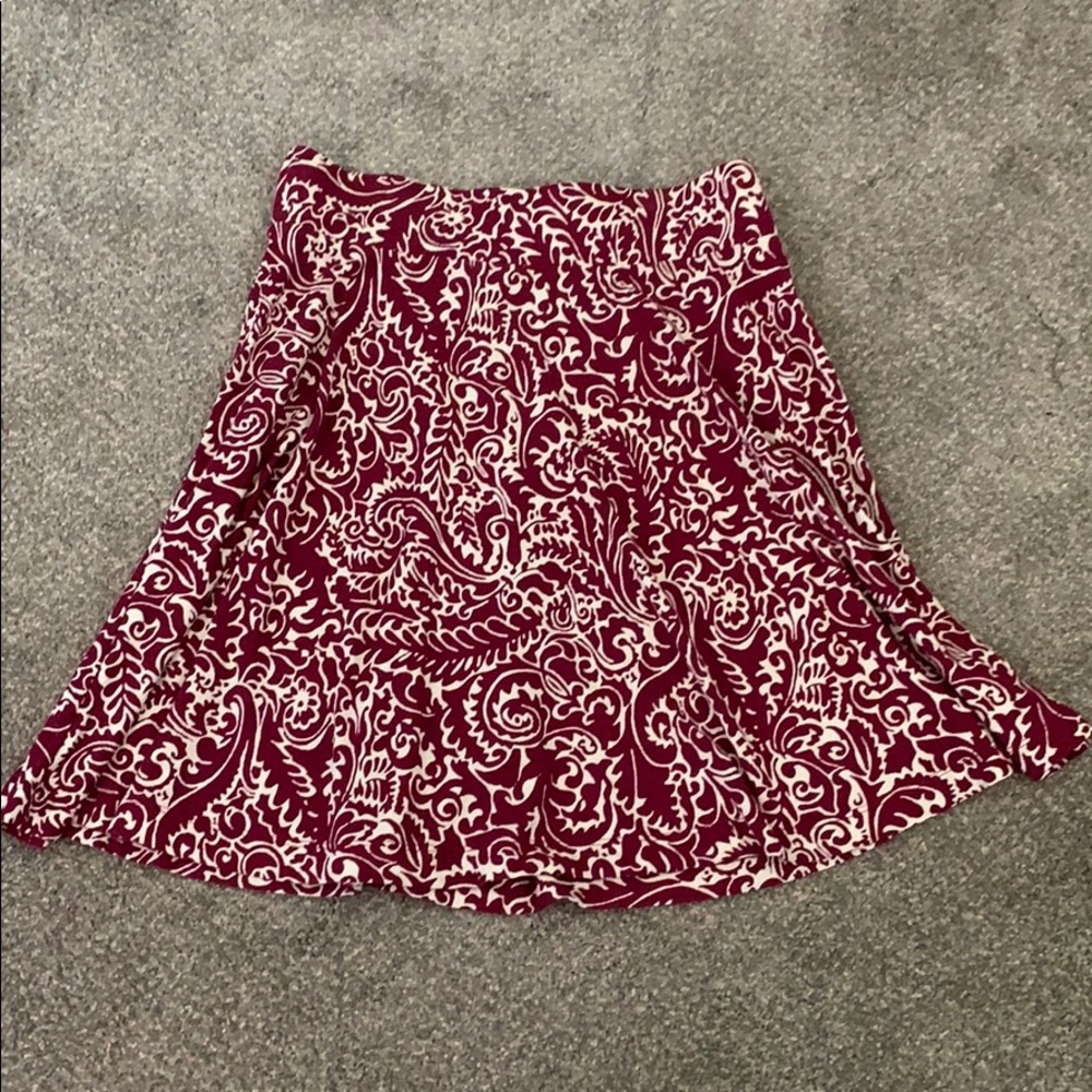 Cranberry Patterned Swing Skirt from Loft